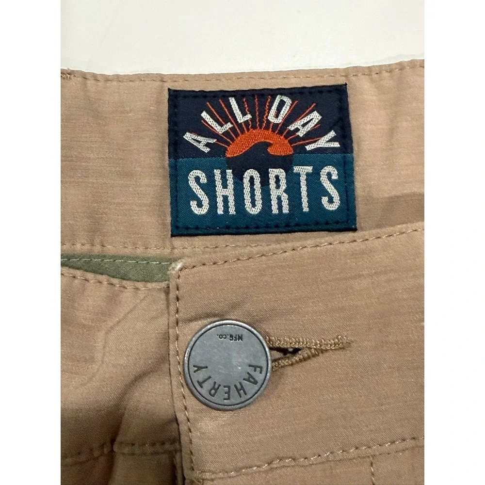 Faherty All Day Shorts Mens 42 Khaki Tan Recycled Stretch MSC0012